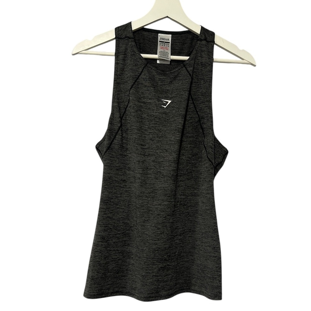 GYMSHARK Heathered Grey Running Tank Top